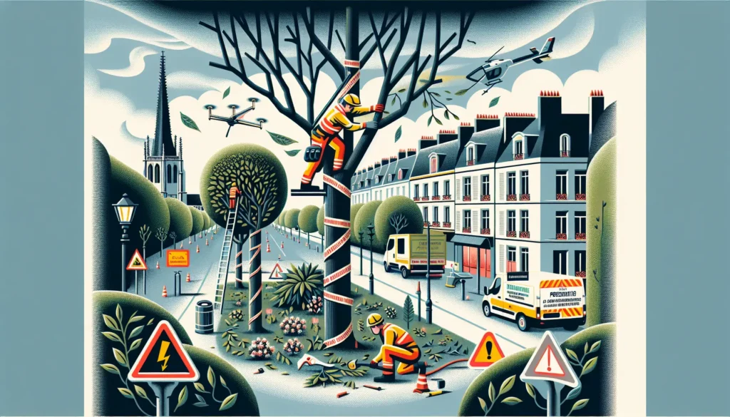 Elagage preventif en ville de Tours.